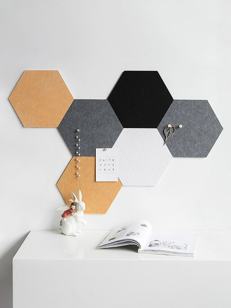Hexagon pin board| memo board | DIY colors message board | Idea board| photo wall display |felt wall bulletin board |Goal board| mood board