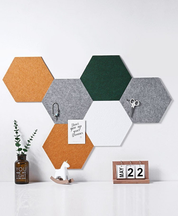 Hexagon pin board| memo board | DIY colors message board | Idea board| photo wall display |felt wall bulletin board |Goal board| mood board